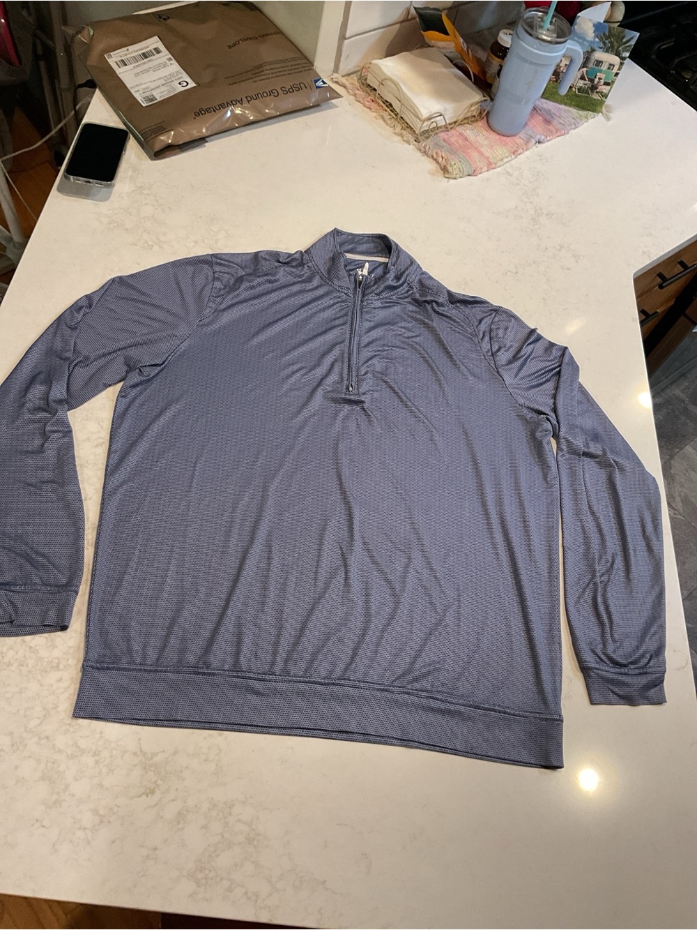 Johnny- O Men's Quarter-Zip Long Sleeve performance twilight Blue large NWOT - Picture 2 of 16